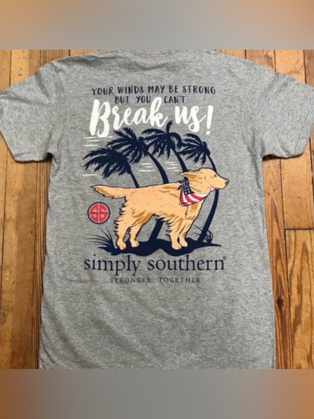 SIMPLY SOUTHERN 🌊 GRAY COTTON SHORT SLEEVE HURRICANE DORIAN RELIEF T-SHIRT XXL
